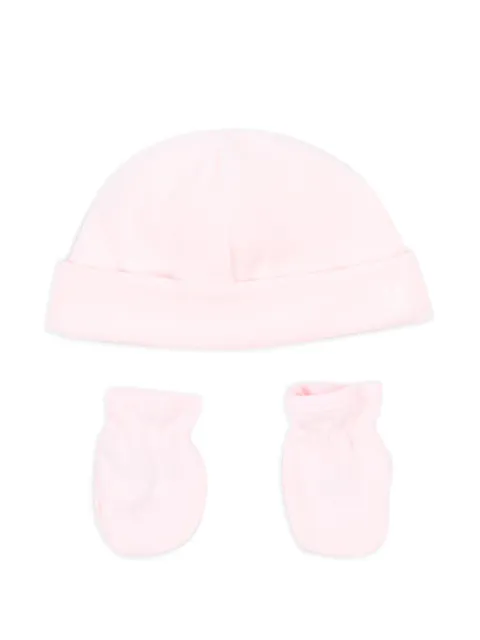 Petit Bateau velour beanie hat and mittens set