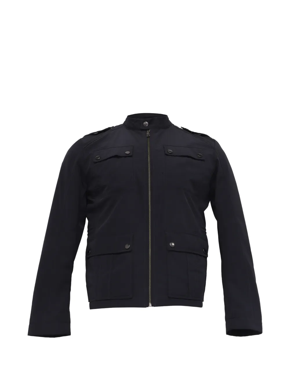 Pre-owned Hugo Boss Stand-collar Flap-pocket Jacket In Blue