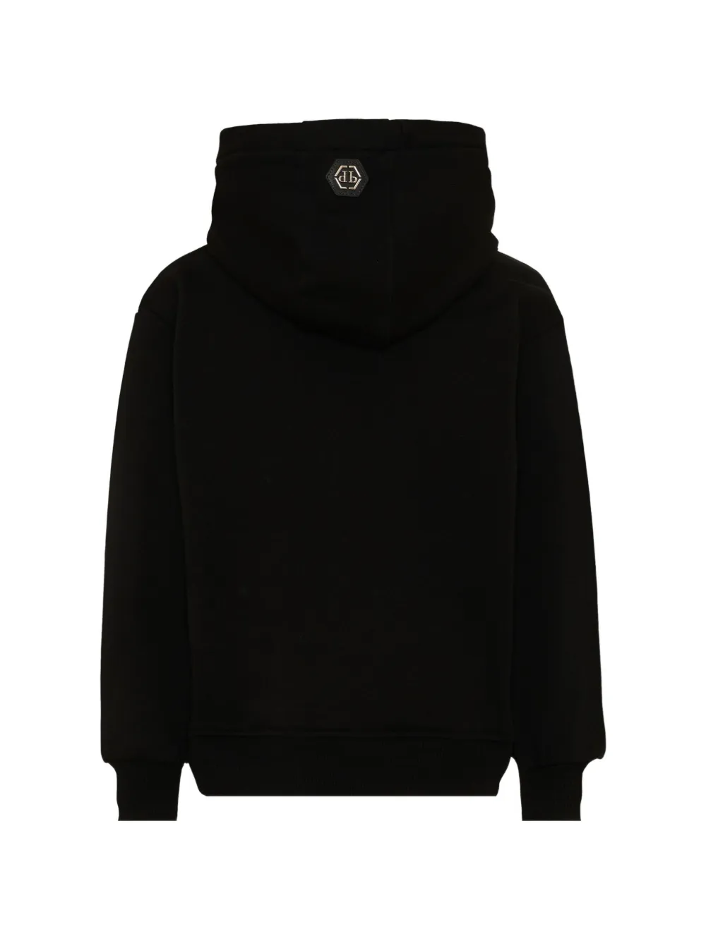Philipp Plein Junior Jersey hoodie met logoprint Zwart