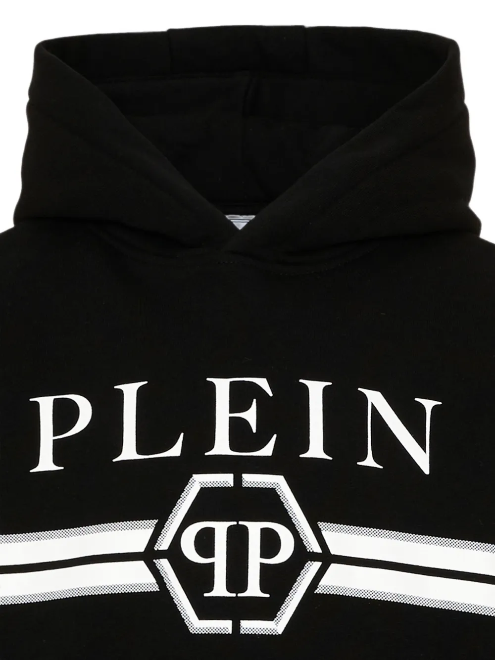 Philipp Plein Junior Jersey hoodie met logoprint Zwart