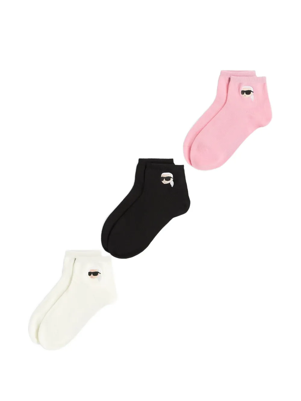Karl Lagerfeld K/Ikon embroidered socks set (set of three) - Nero