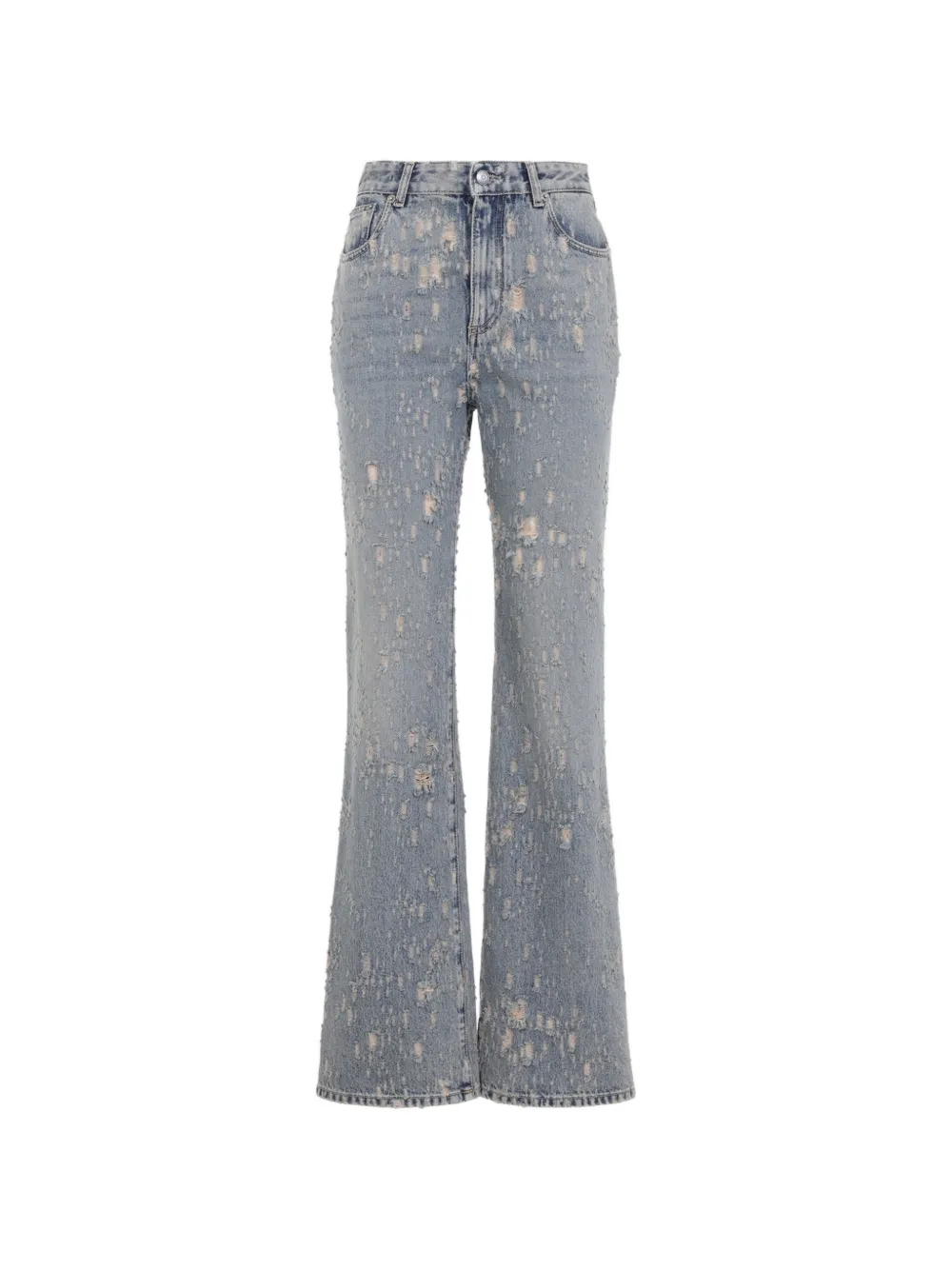 Alexander McQueen distressed flared-hem jeans - Blu