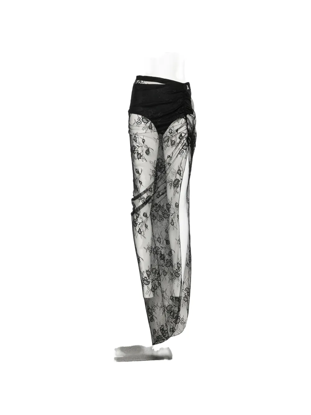 Patrizia Pepe Asymmetric Lace Maxi Skirt In Black