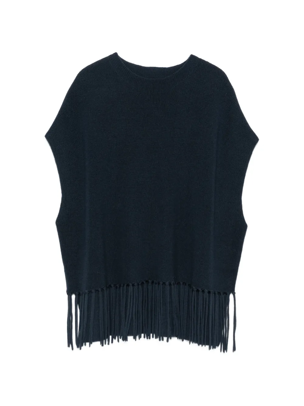 Patrizia Pepe fringed wool poncho - Blau