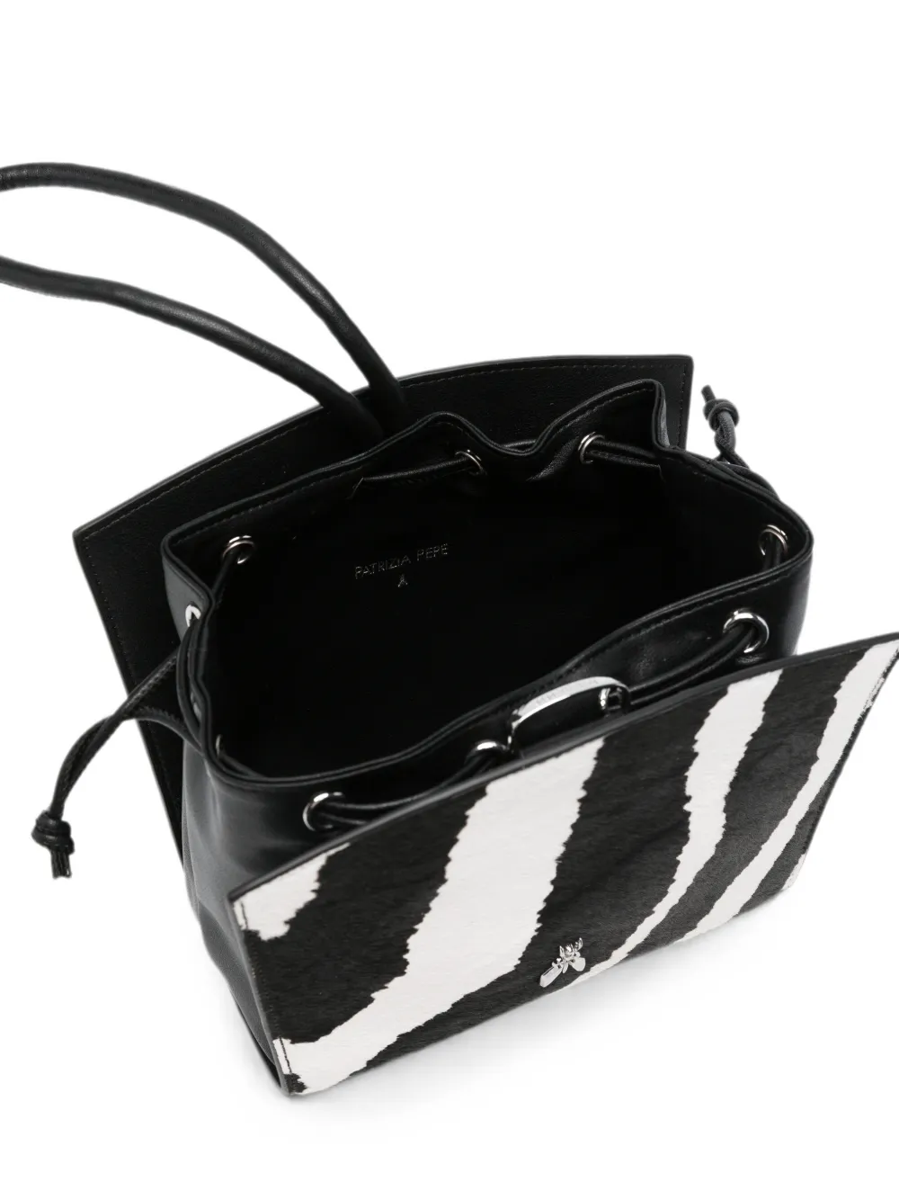 Patrizia Pepe Leren clutch met zebra-print Zwart