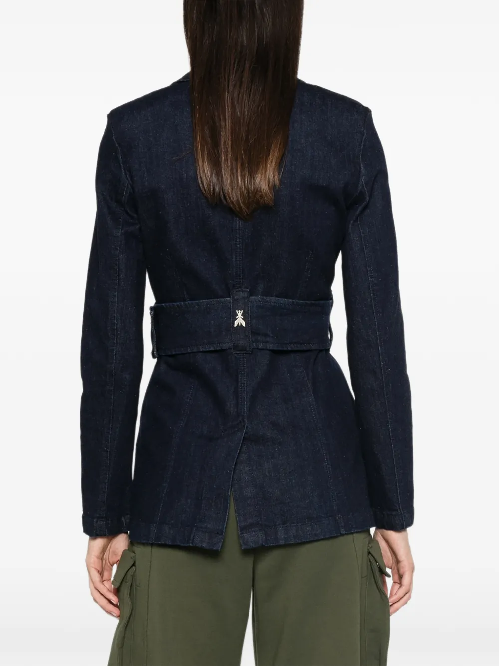 Patrizia Pepe belted denim blazer Blauw