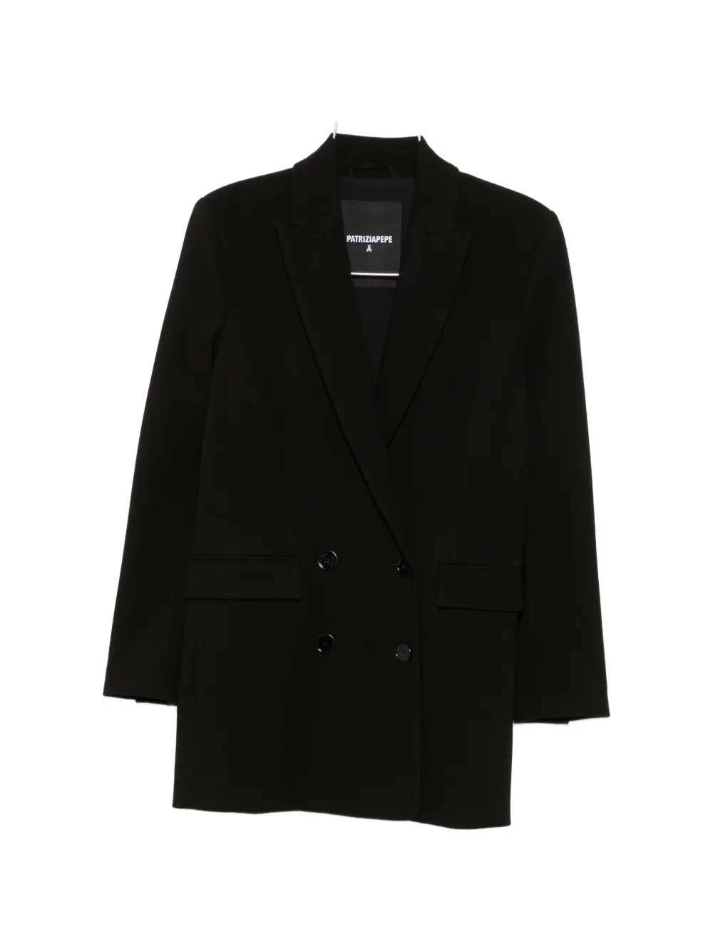 Patrizia Pepe Double-breasted Peak-lapels Blazer In Black