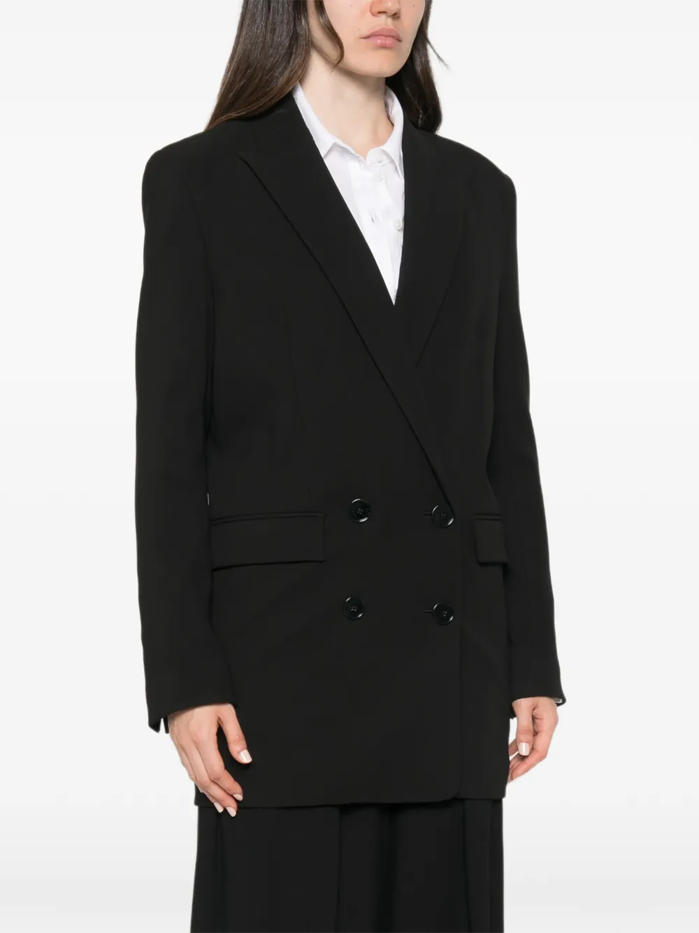 Patrizia Pepe Blazer met dubbele rij knopen en puntige revers Zwart
