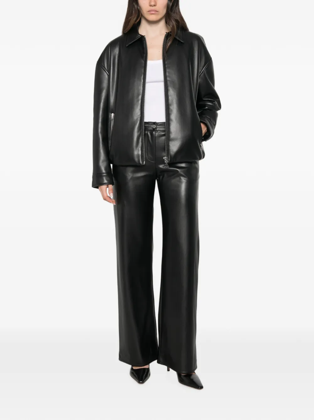 Patrizia Pepe coated bomber jacket Zwart