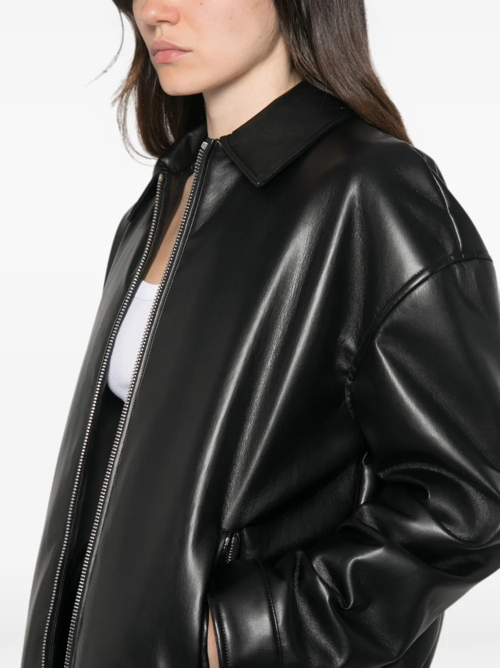 Patrizia Pepe coated bomber jacket Zwart