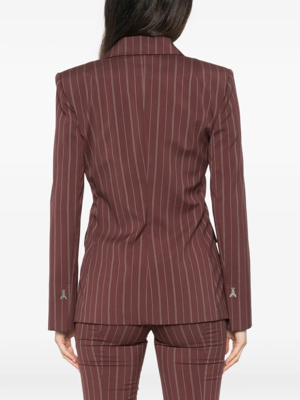 Patrizia Pepe Blazer met enkele rij knopen met krijtstreep Bruin