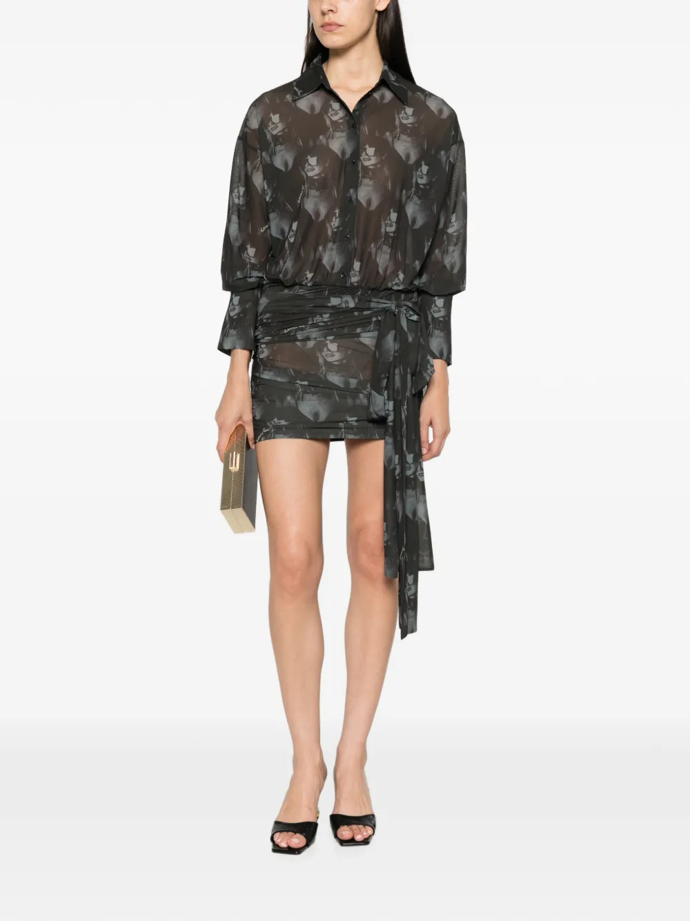 Patrizia Pepe Patrizia-print draped dress Groen