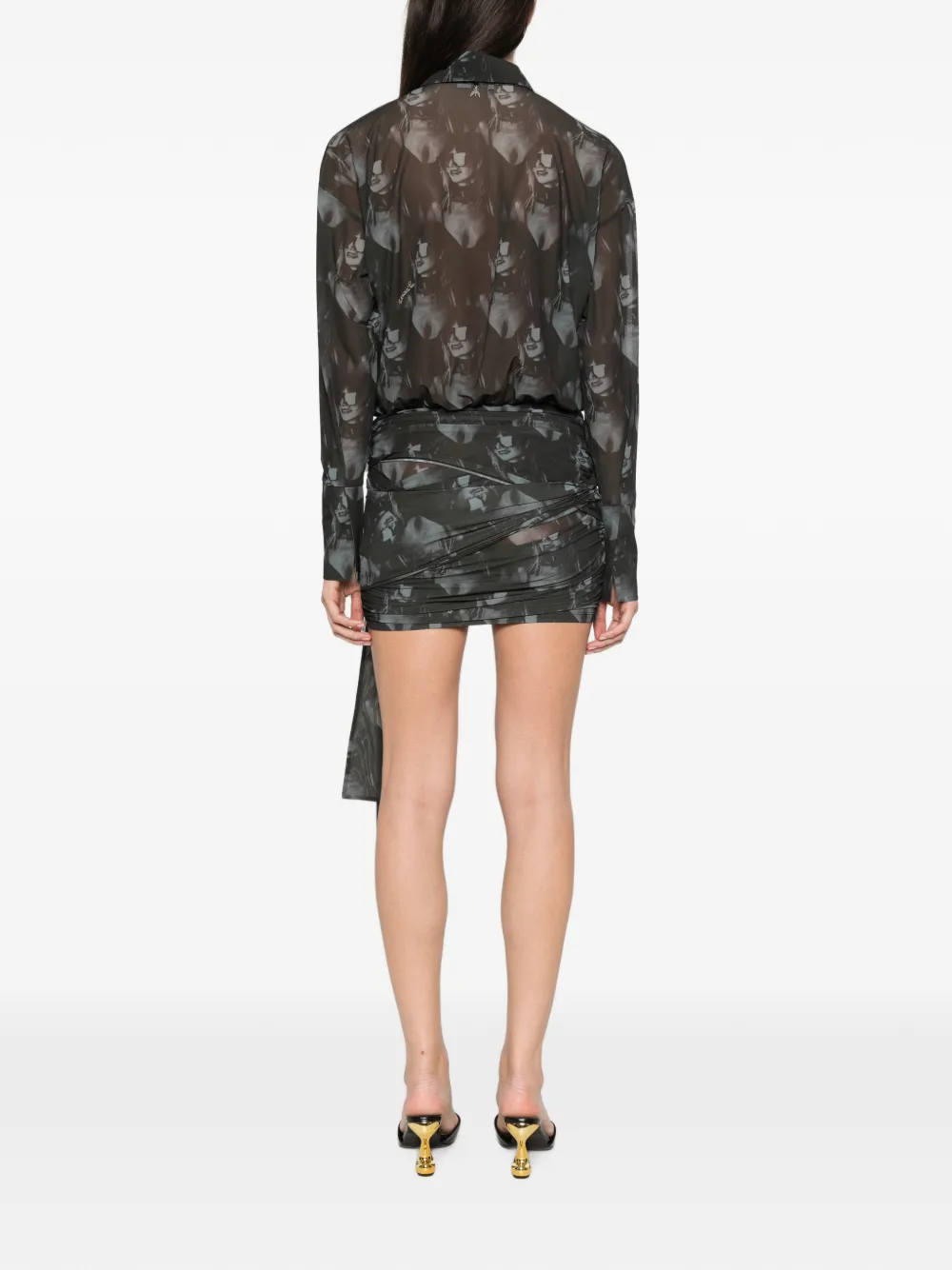 Patrizia Pepe Patrizia-print draped dress Groen