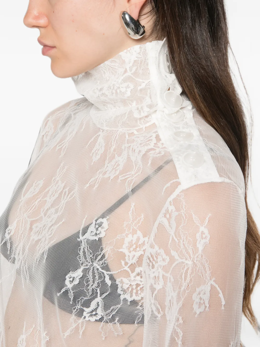 Patrizia Pepe lace button-detail top Wit