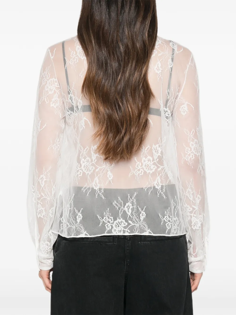 Patrizia Pepe lace button-detail top Wit