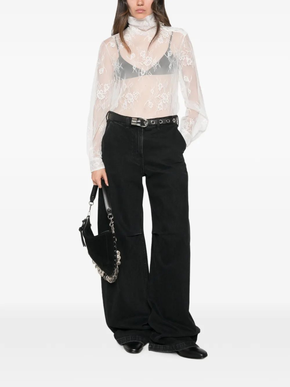 Patrizia Pepe lace button-detail top Wit