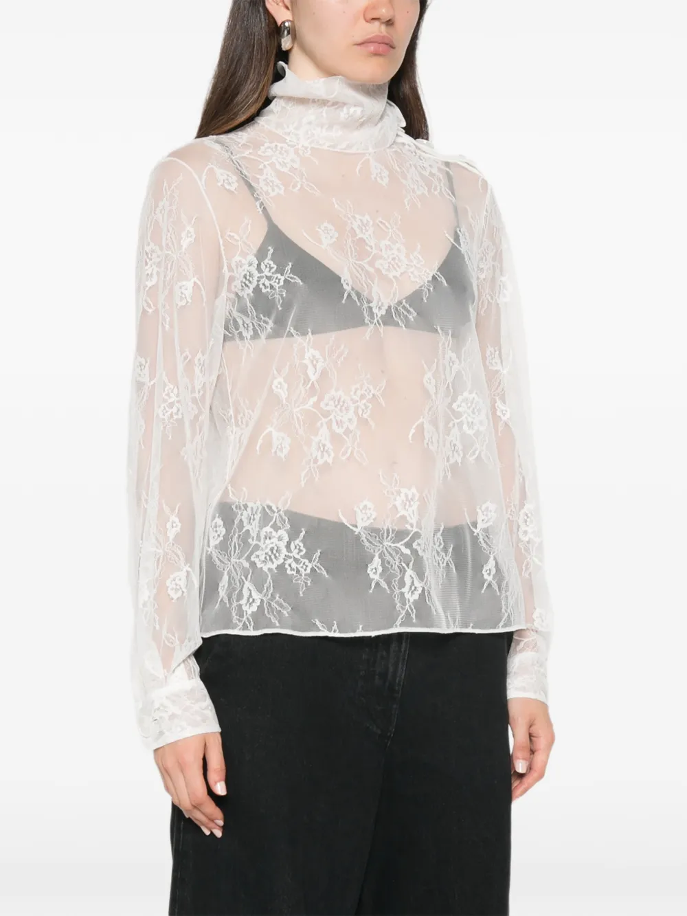 Patrizia Pepe lace button-detail top Wit