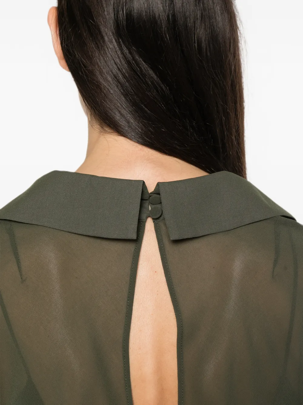 Patrizia Pepe Georgette jurk met ronde hals Groen