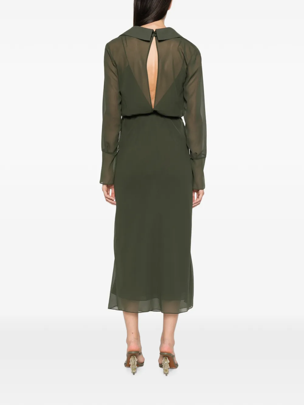 Patrizia Pepe Georgette jurk met ronde hals Groen