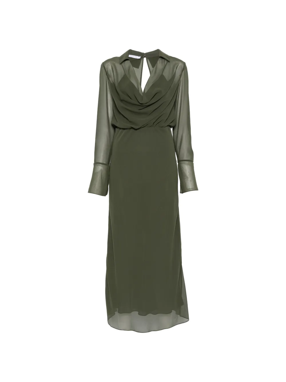 Patrizia Pepe cowl-neck georgette dress - Grün
