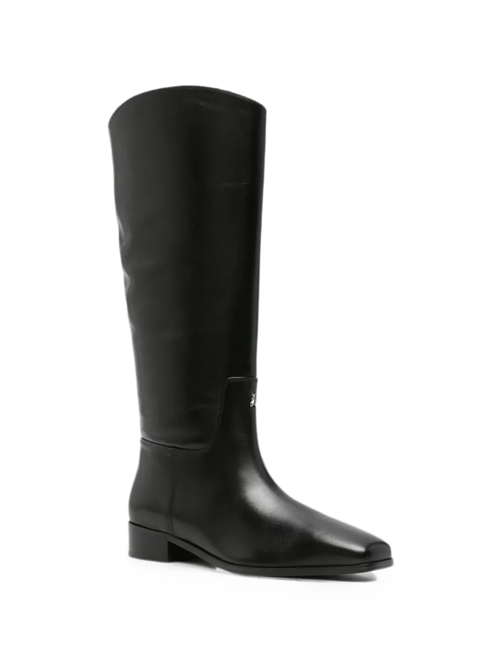 Patrizia Pepe logo-plaque square-toe boots Zwart