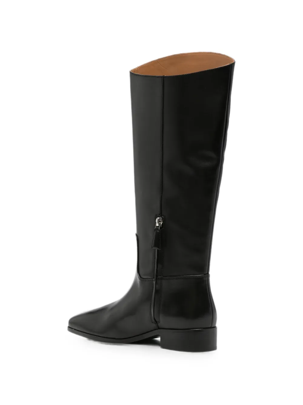 Patrizia Pepe logo-plaque square-toe boots Zwart