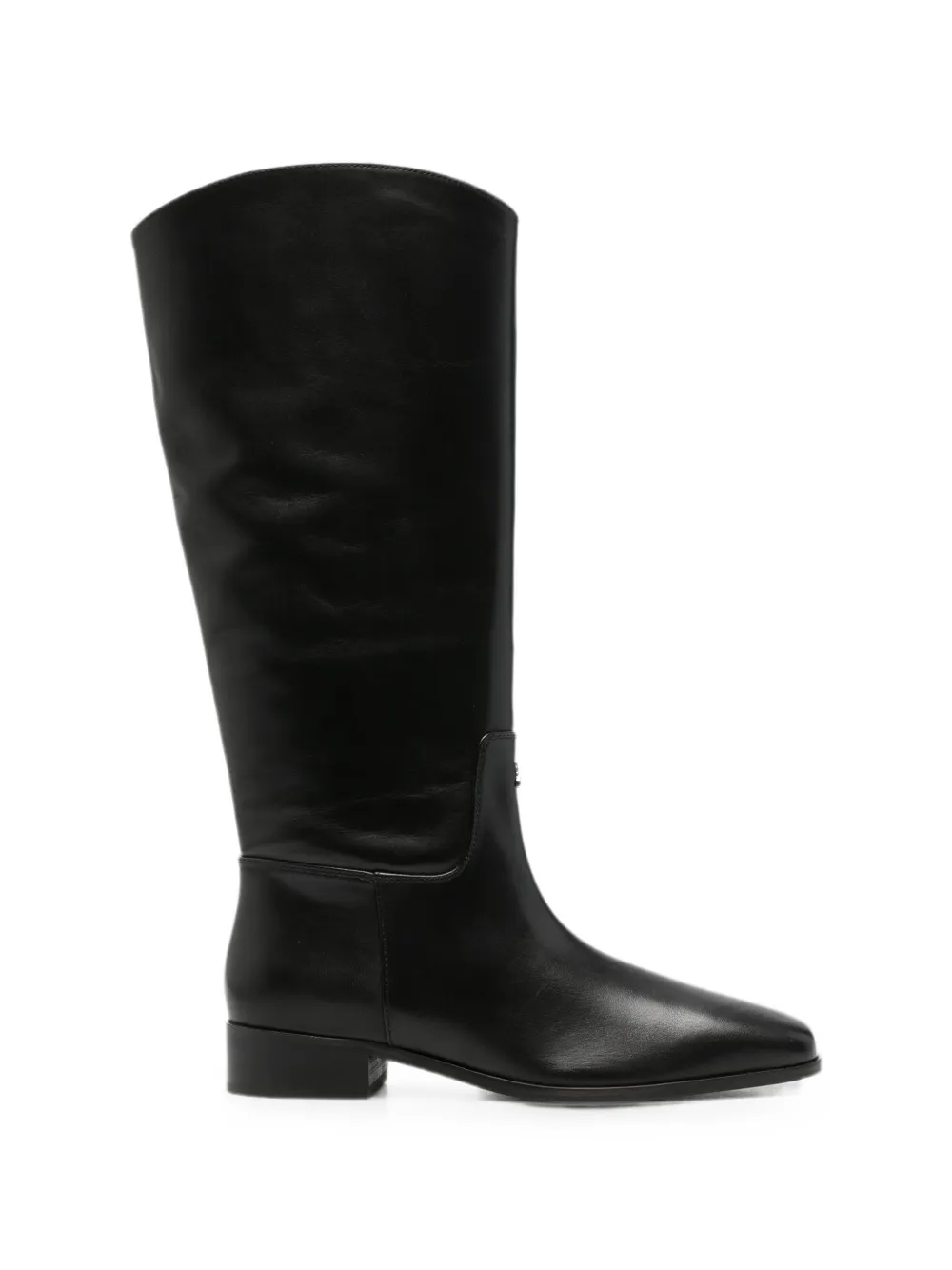 Patrizia Pepe logo-plaque square-toe boots Zwart