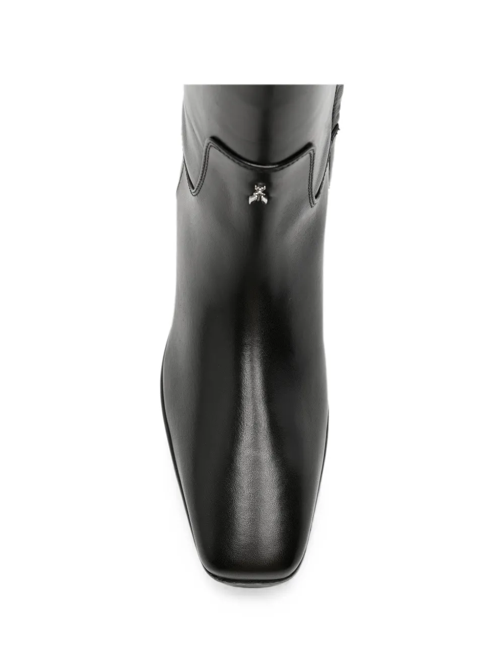 Patrizia Pepe logo-plaque square-toe boots Zwart