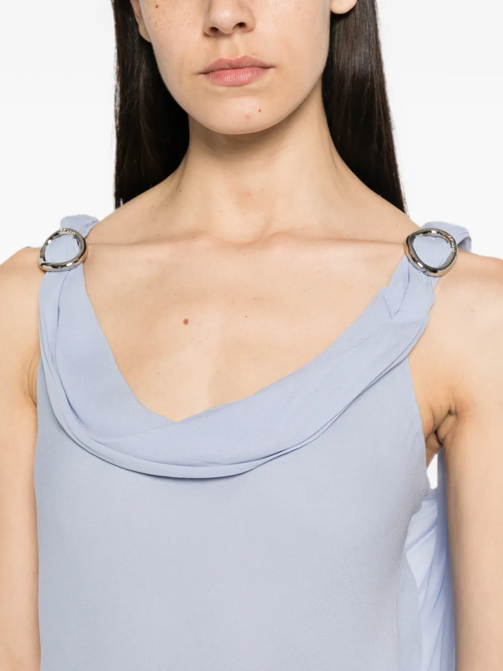 Patrizia Pepe Maxi-jurk met ronde hals en ringdetail Blauw