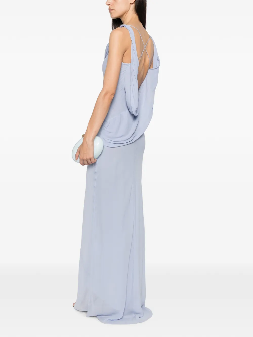 Patrizia Pepe Maxi-jurk met ronde hals en ringdetail Blauw
