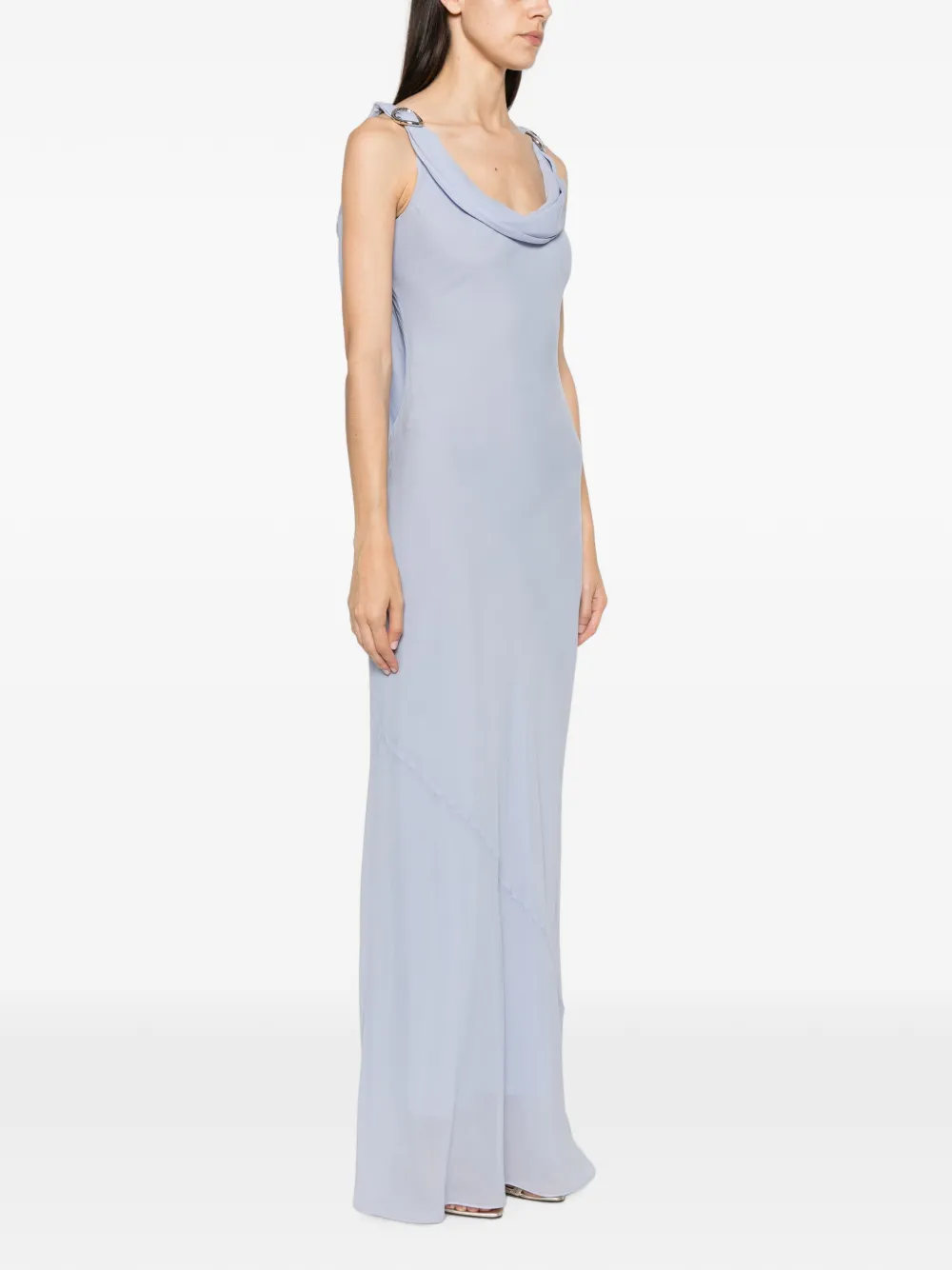 Patrizia Pepe Maxi-jurk met ronde hals en ringdetail Blauw