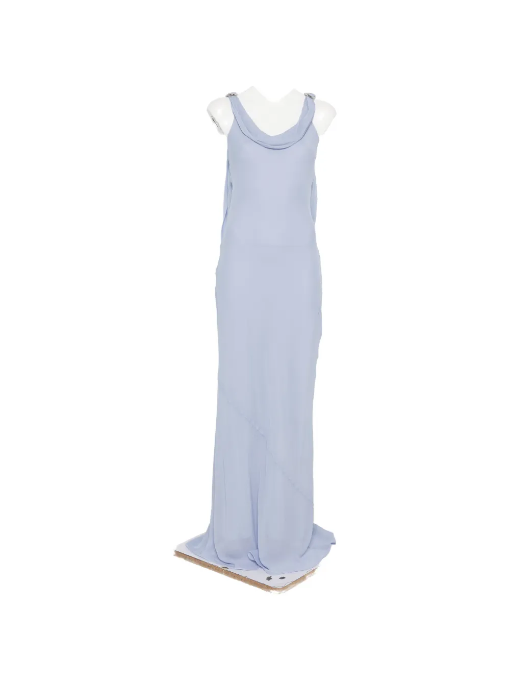 Patrizia Pepe Cowl-neck Ring-detail Maxi Dress In Blue