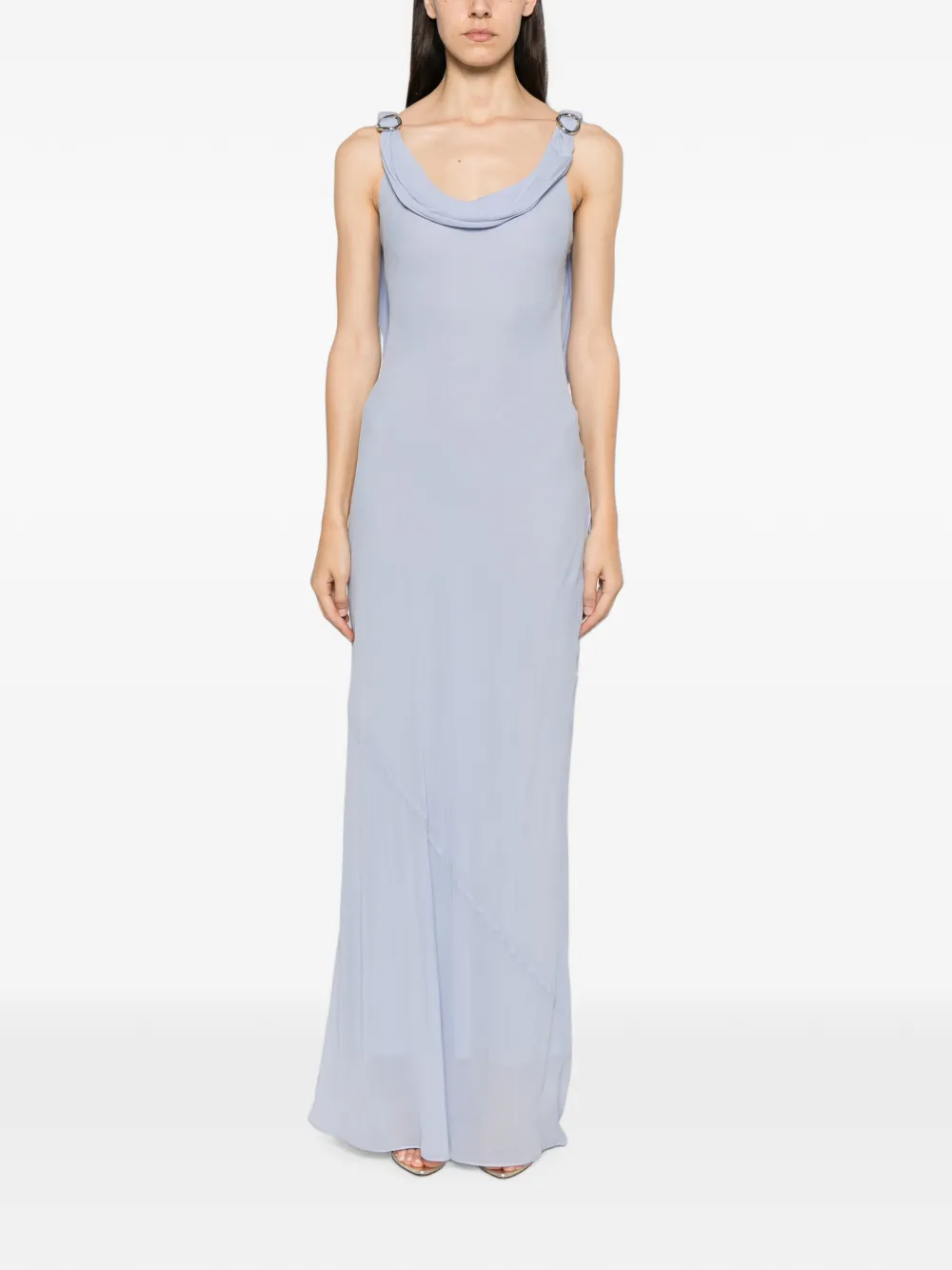Patrizia Pepe Maxi-jurk met ronde hals en ringdetail Blauw