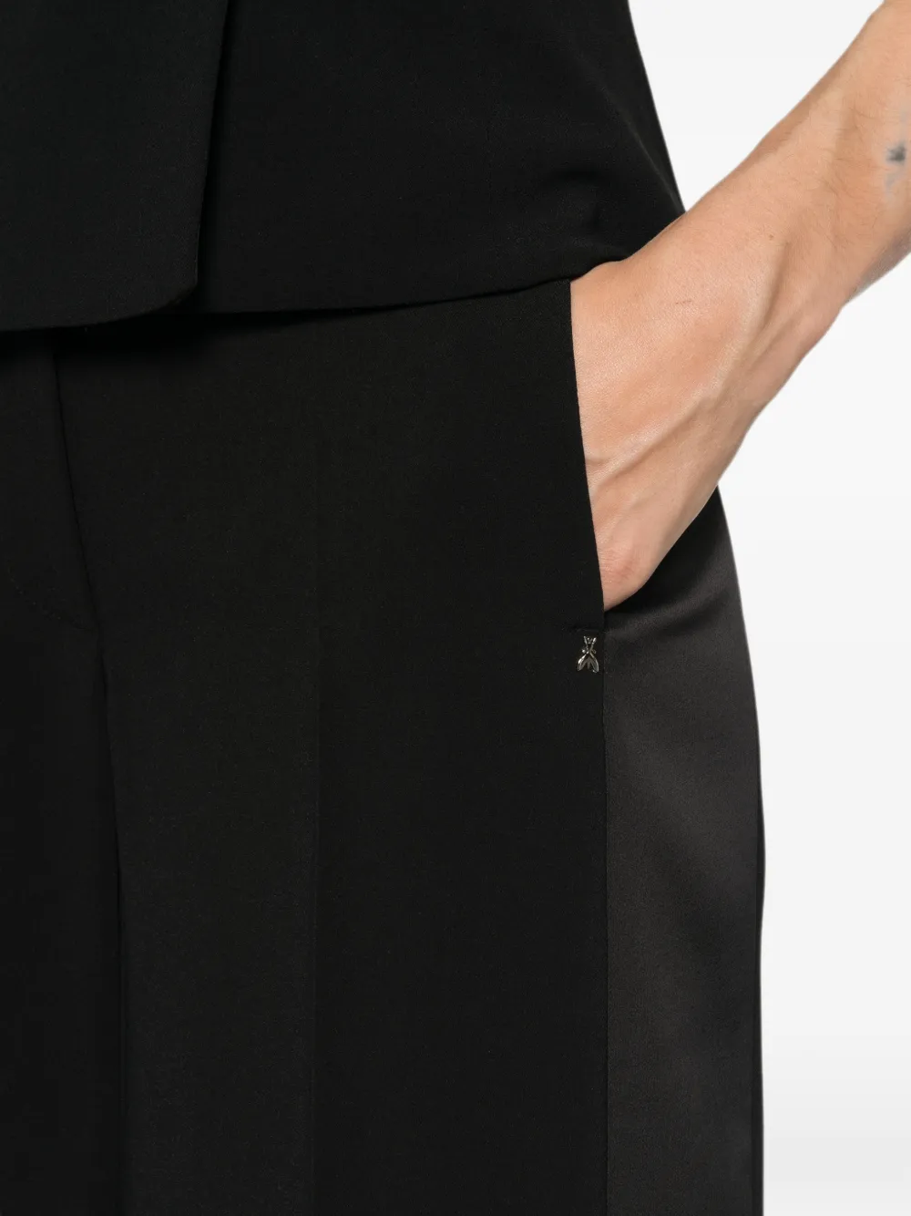 Patrizia Pepe Palazzo broek met colourblocking Zwart