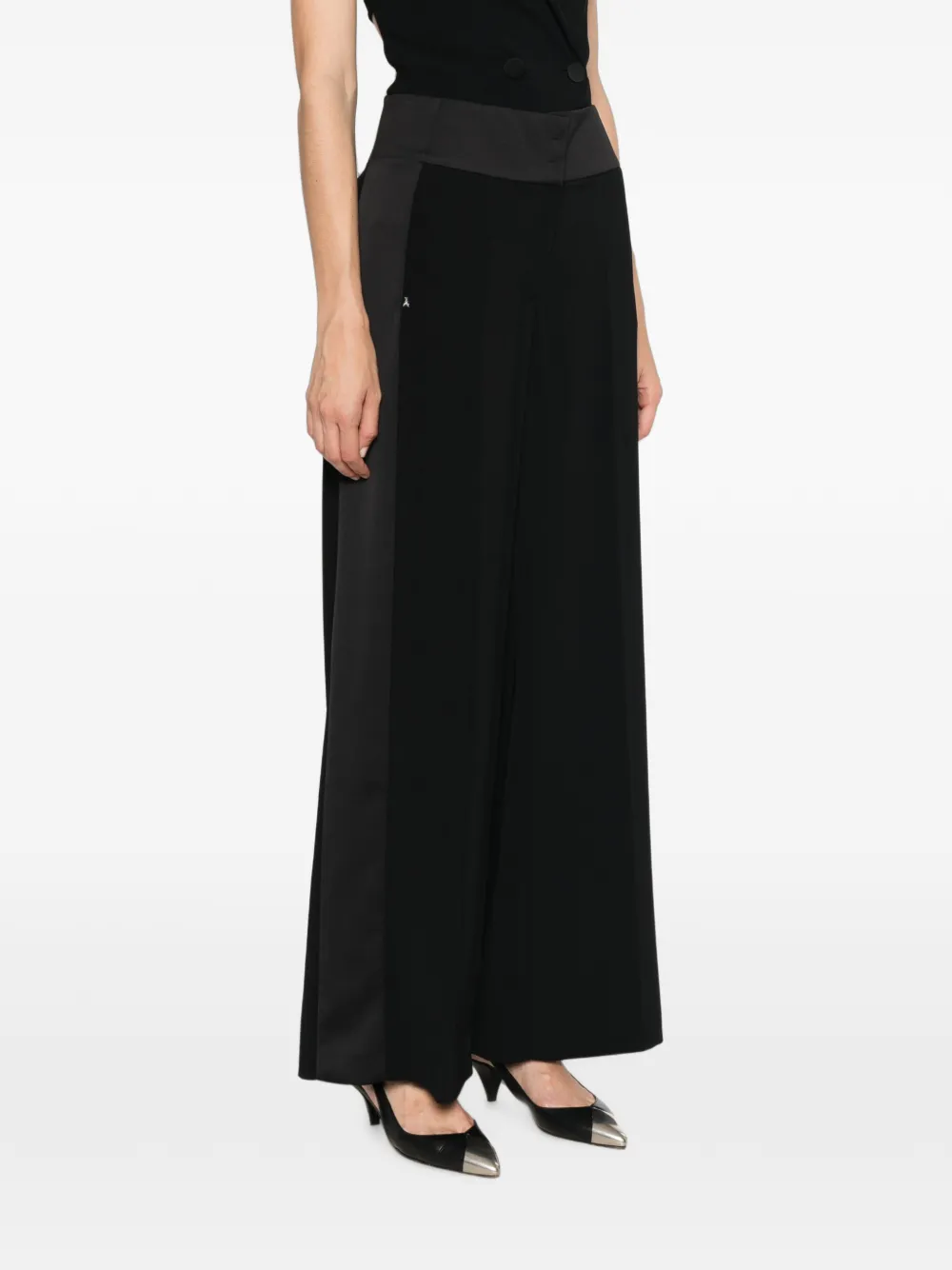 Patrizia Pepe Palazzo broek met colourblocking Zwart