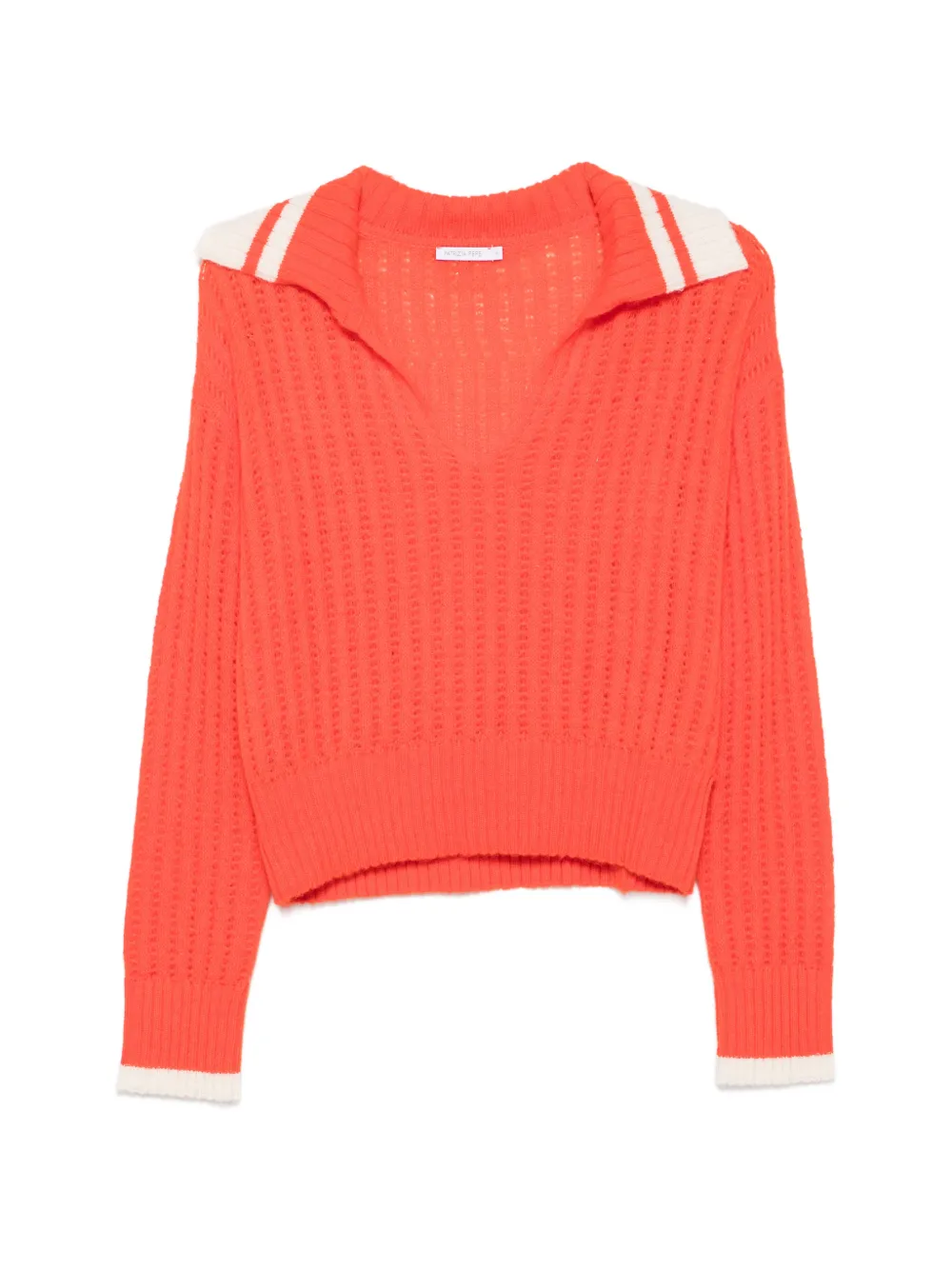 Patrizia Pepe stripe-detail open-knit sweater - Orange