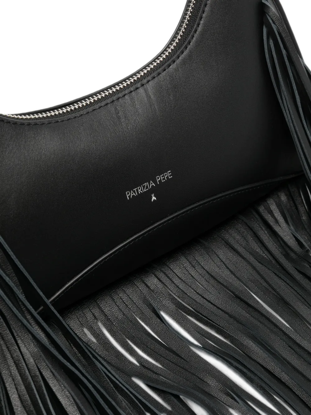 Patrizia Pepe Schoudertas met franje detail Zwart
