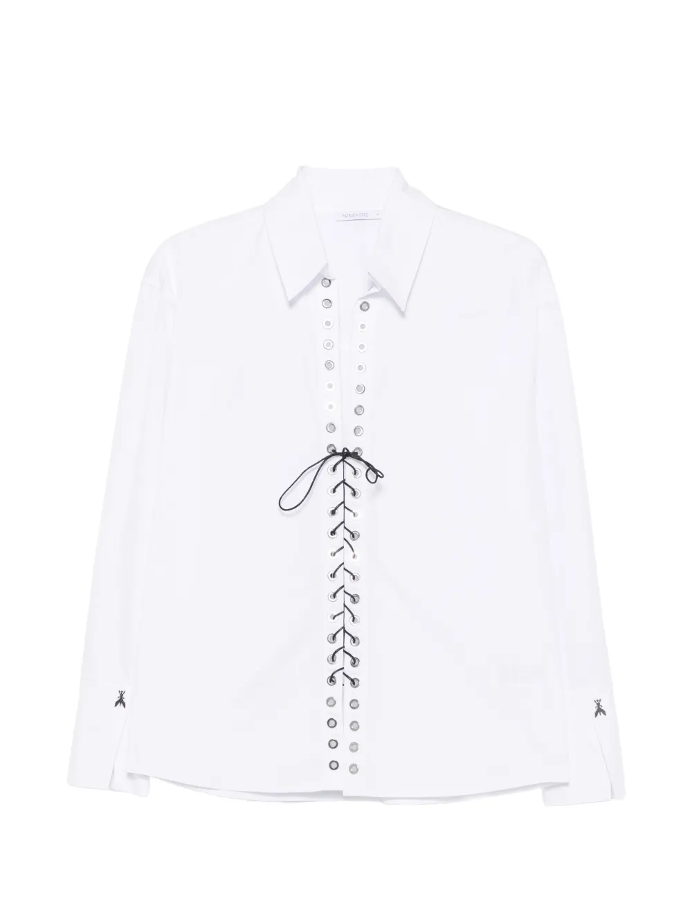 Patrizia Pepe lace-up eyelet-embellished shirt - White