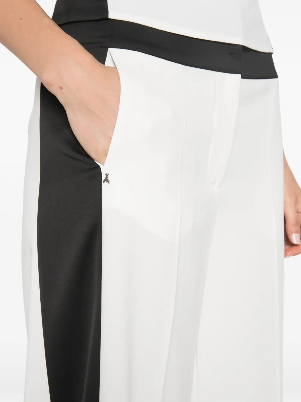 Patrizia Pepe Broek met colourblocking en wijde pijpen Wit