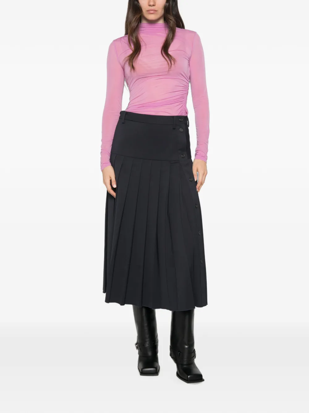 Patrizia Pepe Doorzichtige gedrapeerde top Roze