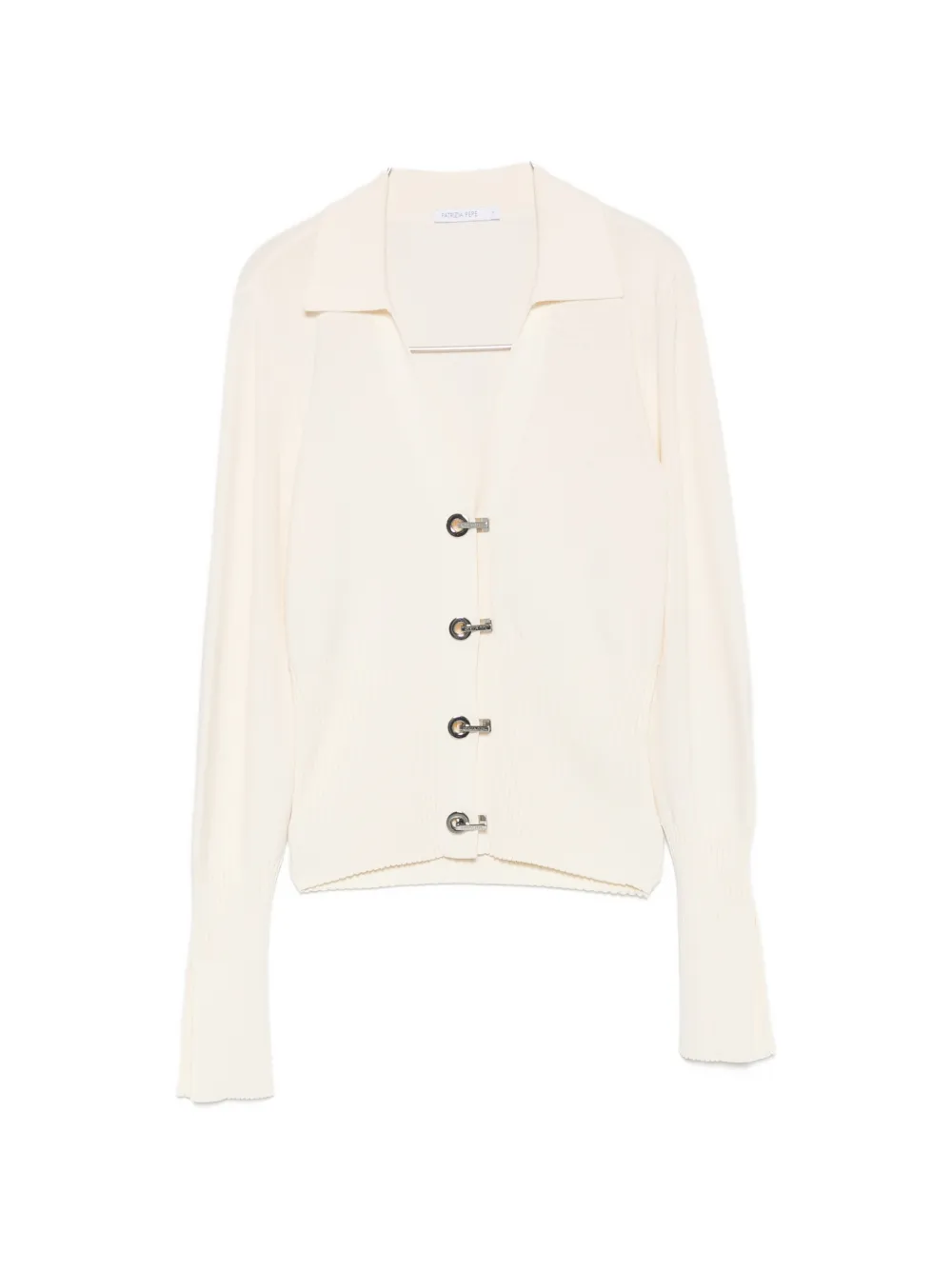 Patrizia Pepe Ribbed-knit T-bar-fastening Cardigan In White