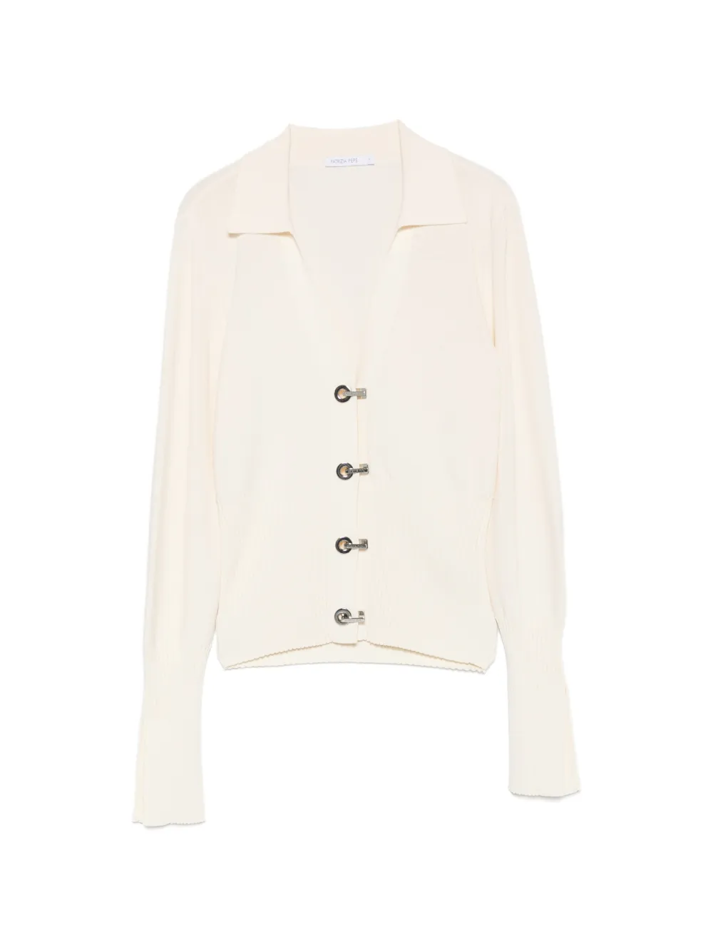Patrizia Pepe ribbed-knit T-bar-fastening cardigan - Bianco