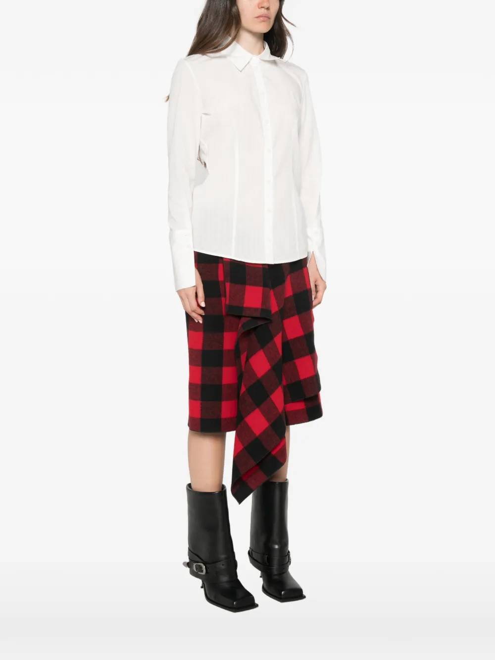 Patrizia Pepe jacquard-patterned poplin shirt Wit