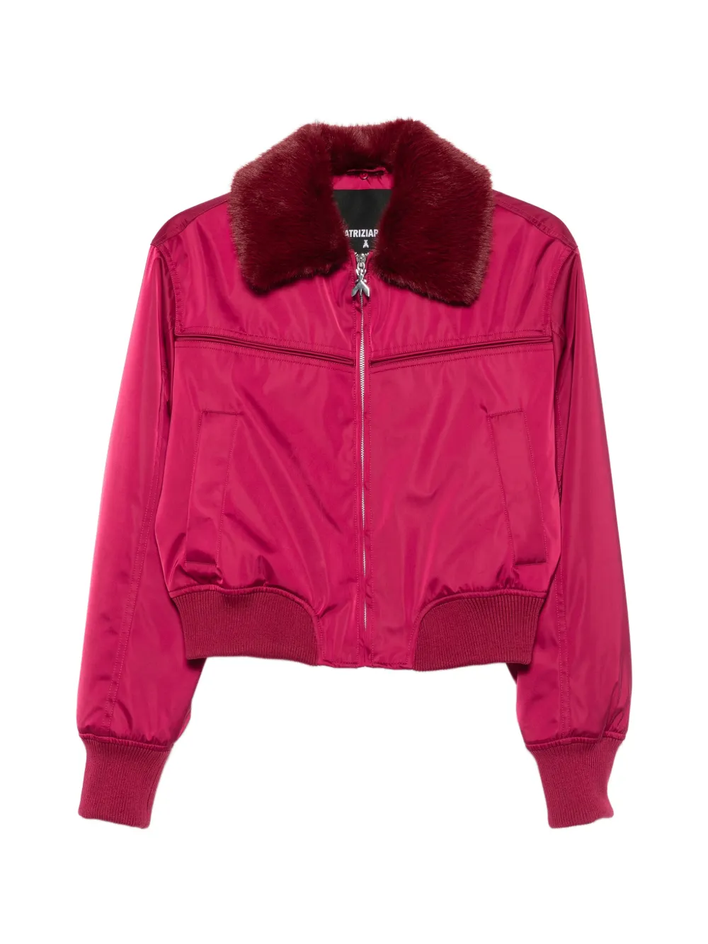 Patrizia Pepe faux-fur collar satin bomber jacket