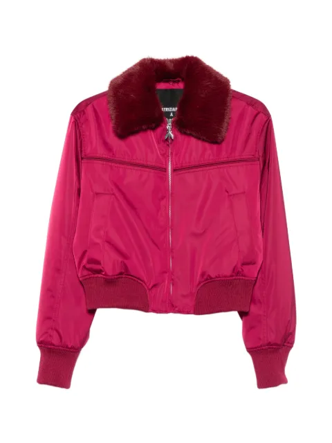Patrizia Pepe faux-fur collar satin bomber jacket