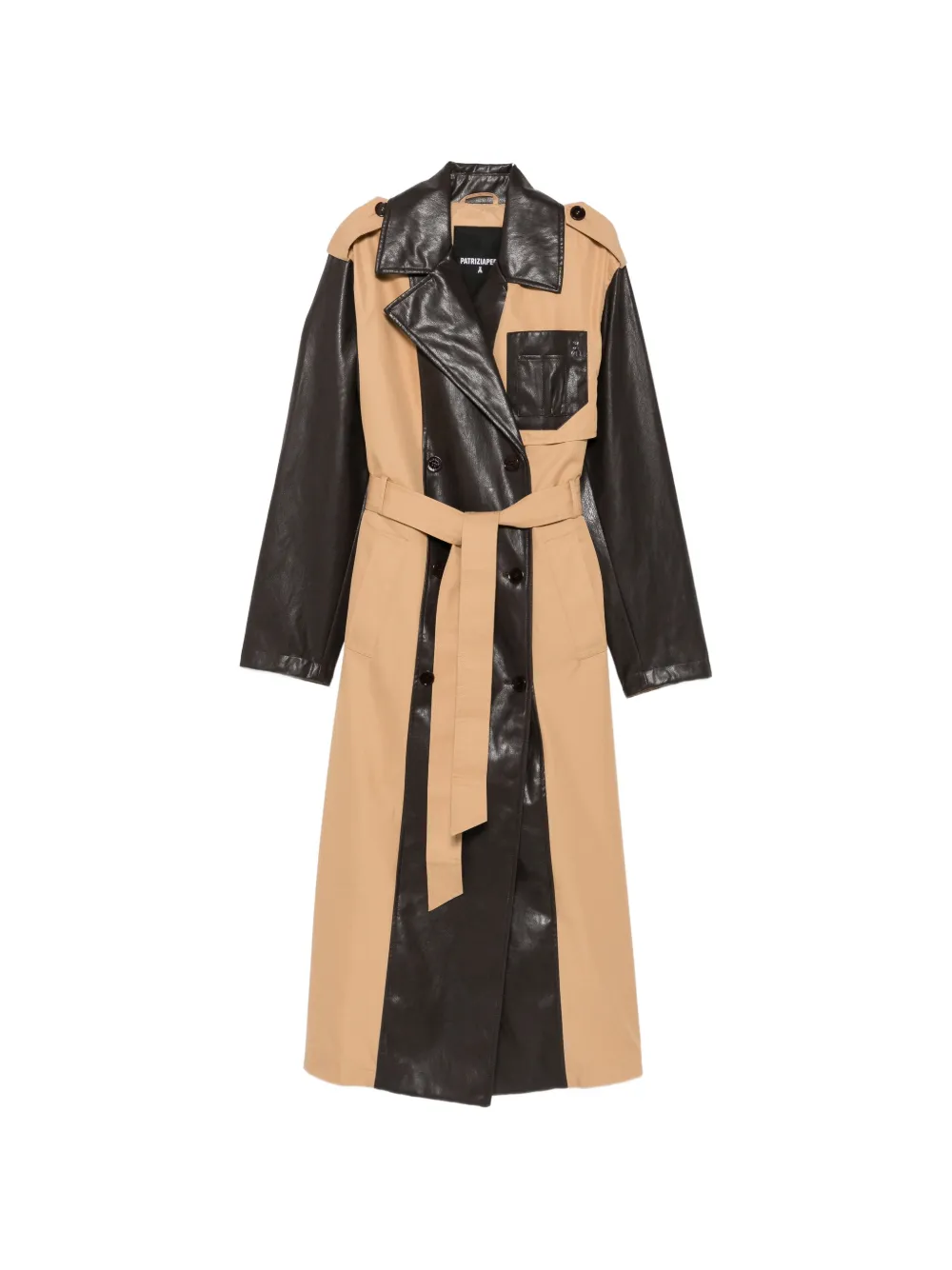 Patrizia Pepe panelled double-breasted coat Beige