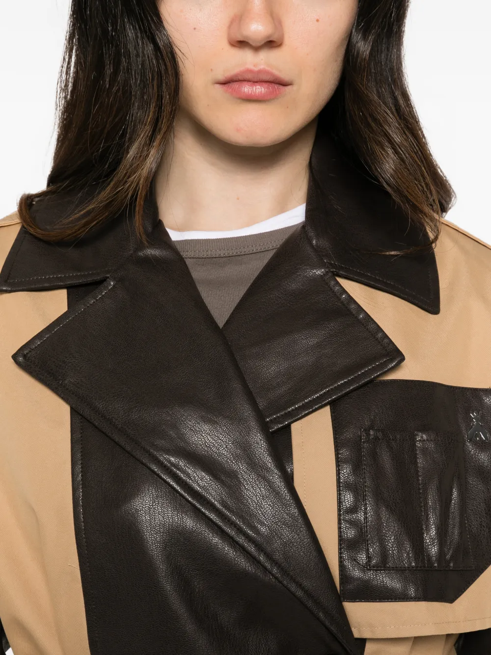 Patrizia Pepe panelled double-breasted coat Beige