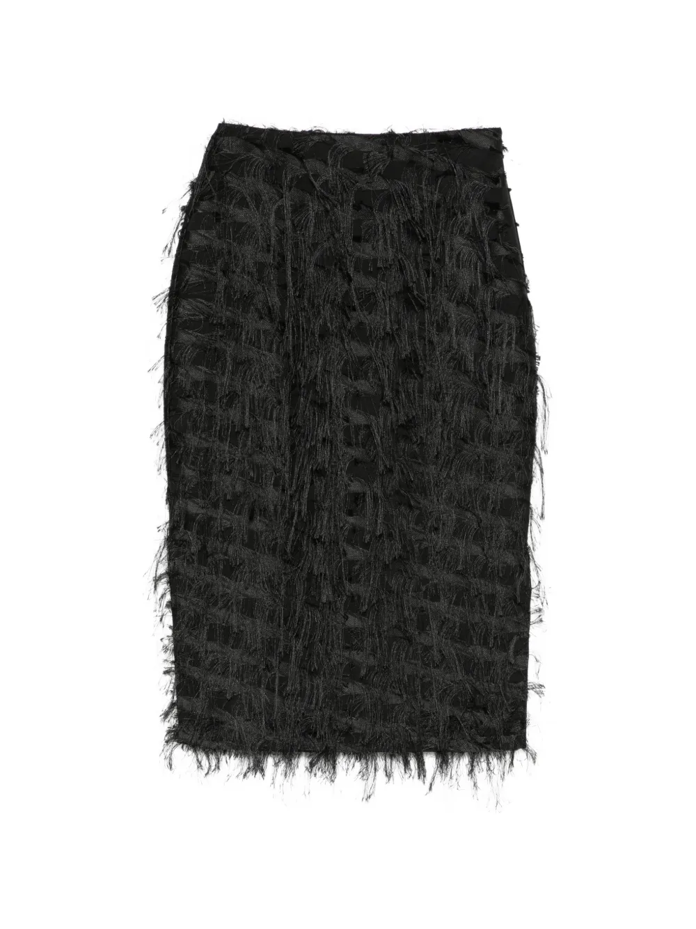 Patrizia Pepe fringe-detail midi skirt - Schwarz