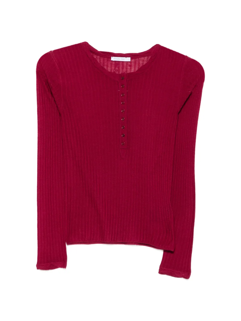 Patrizia Pepe rib-knit button-placket sweater - Rot