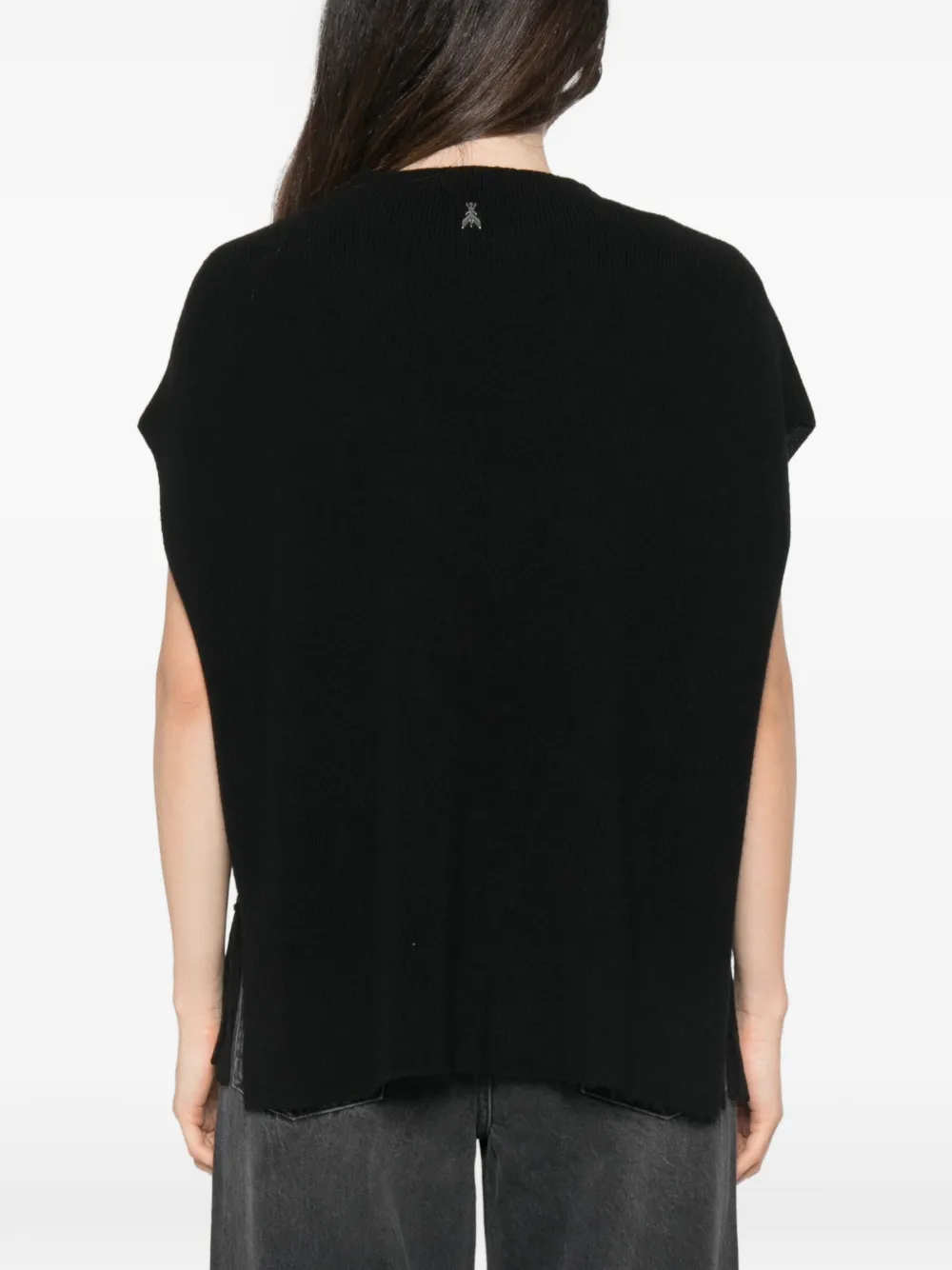 Patrizia Pepe Poncho met franje Zwart